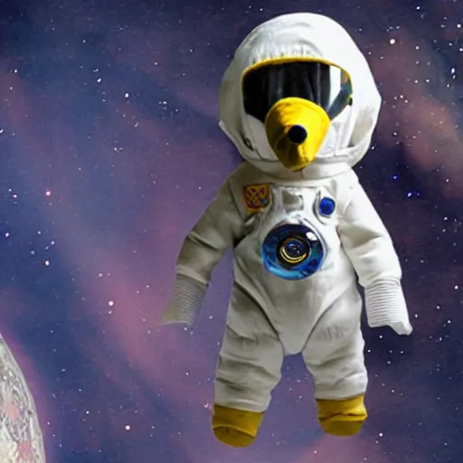 Prompt: a womble in space in a spacesuit