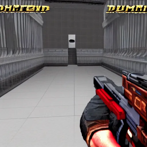 Prompt: duke nukem 3 d screenshot : donald trump