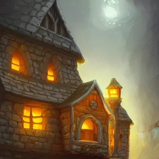 Prompt: a highly detailed fantasy digital art of a house made of cheese by andreas rocha