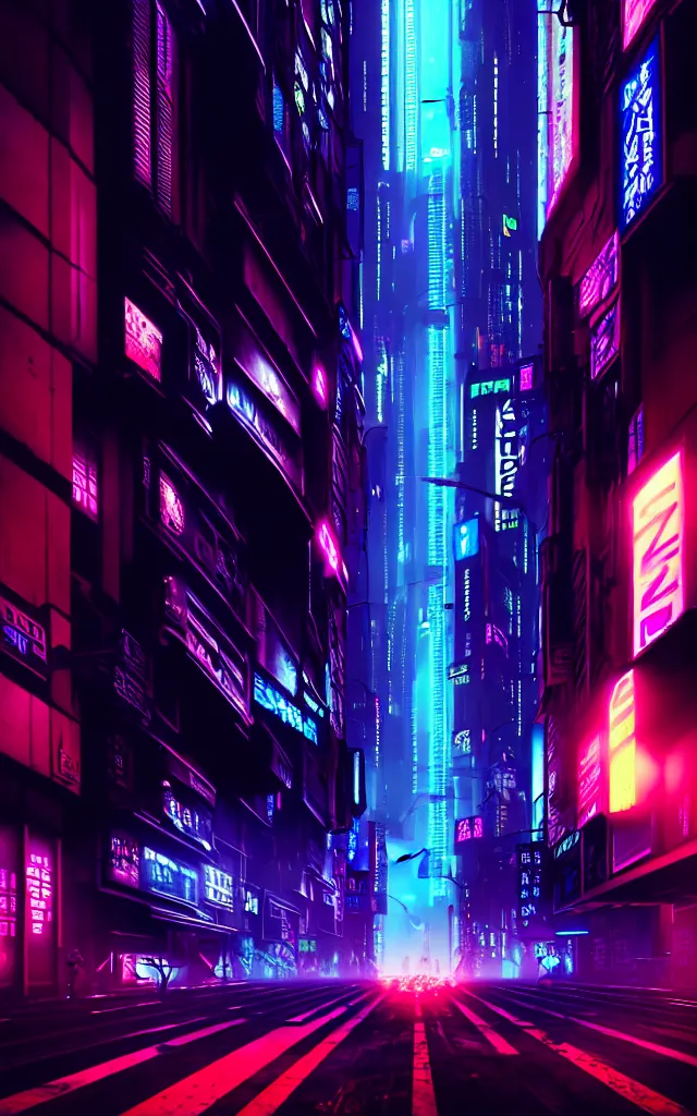 Image similar to a magnificent dark neon futuristic cyberpunk city bustling street at night concept art by liam wong in the film akira rendered in octane, 3 d render, trending on cgsociety, blender 3 d