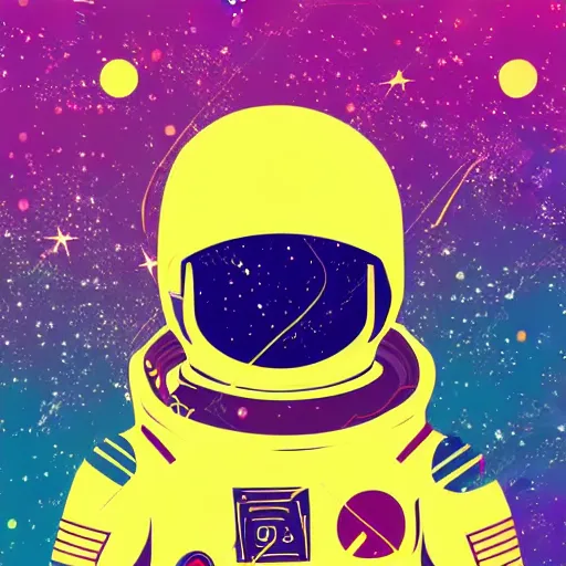 Image similar to an astronaut relaxing in space, manga character, vector art, glitchcore, studio ghibli,