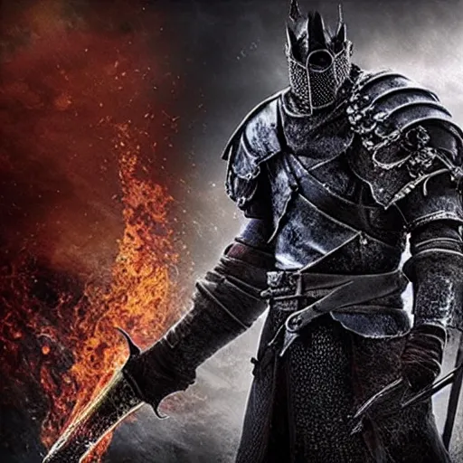 Image similar to a glossy promotional image for the upcoming dark fantasy action movie 'Dark Souls'