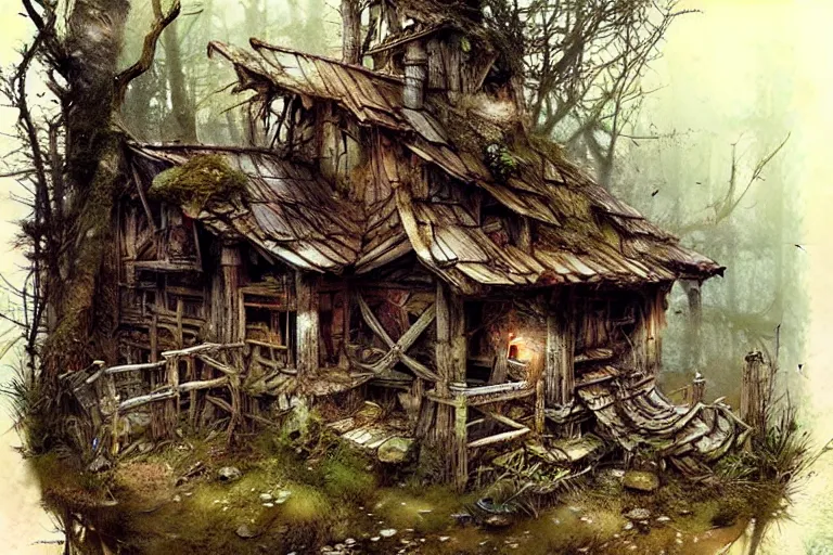 Prompt: (((((a ramshackle outpost in the forest))))) by Jean-Baptiste Monge!!!!!!!!!!!!!!!!!!!!!!!!!!!