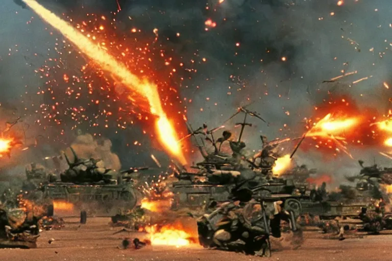 Prompt: vietnam war, a still from a pixar movie, cinematic action shot, explosions