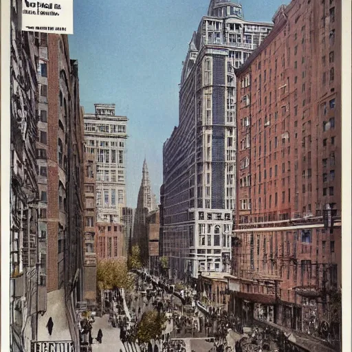 Image similar to This Kind Of Smart, Walkable, Mixed-use Urbanism Is Illegal To Build In Most American Cities, 1910s architecture, new york city, victorian architecture, tall buildings, amazing photograph, award winning, national geographic, cover of magazine, highly detailed, photorealistic
