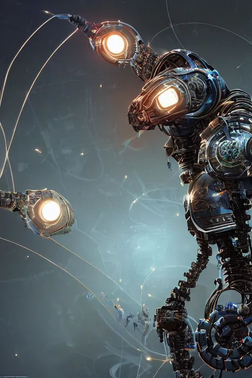 Image similar to a portrait of a extremely intricately detailed beautiful robot lots of cables and lights and connections, highly detailed perfect render, realism. concept art. unreal engine 5, f / 1. 8, v - ray, ultra hd, 8 k, atmospheric beautiful background and beautiful lighting. iron forge background lots of sparks and fire. hyper realism.