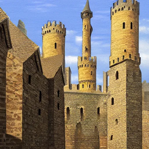 Image similar to Five medieval towers, art station