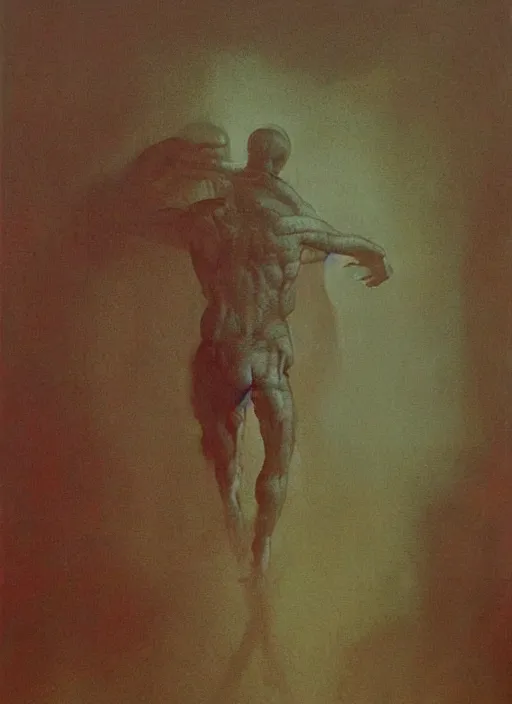 Image similar to Painting in a style of Beksinski featuring Vladimir Putin