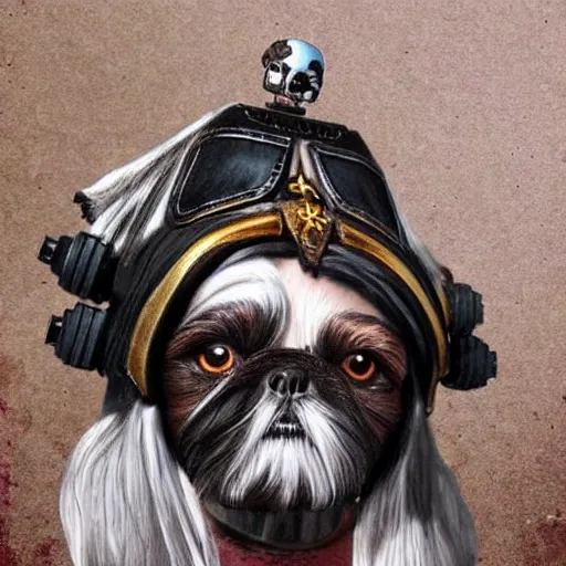 Prompt: Shih Tzu Space Marine, Gothic, Detailed, Realistic