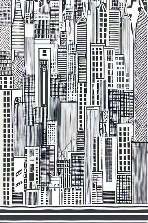 Image similar to minimalist boho style art of a big city, illustration, vector art