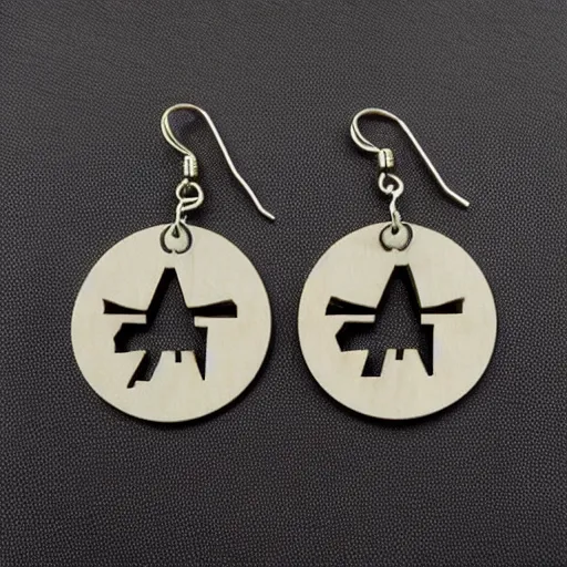 Image similar to segmented 2d laser cut earrings, star wars rebel logo