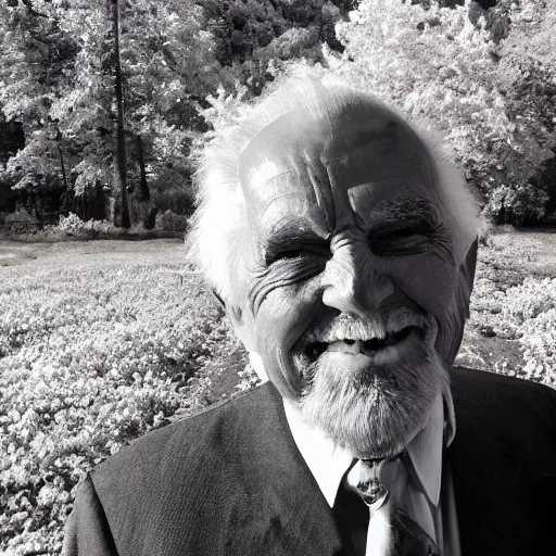 Image similar to infrared image of a smiling old man