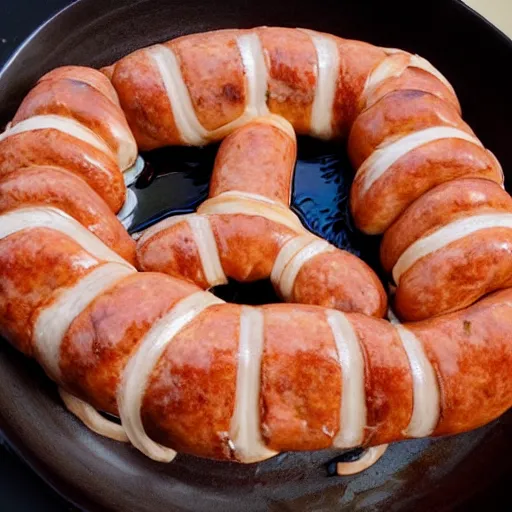 Prompt: a face made of sausages, melting