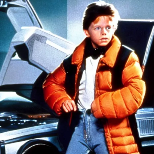 Prompt: a scene from the movie back to the future ( 1 9 8 5 ) starring tom holland