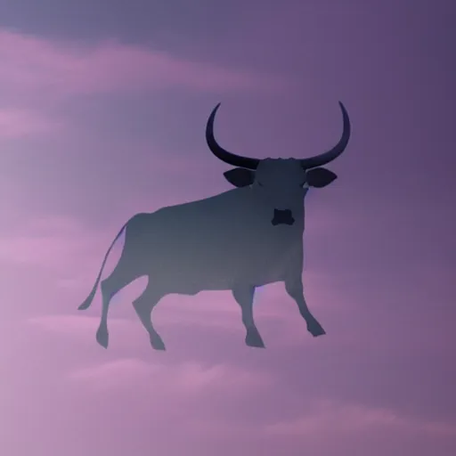 Prompt: bull volume sky concept art pink