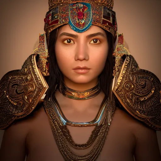 Image similar to portrait of wonderful incan princess zia with tanned skin, ornate 8 k gorgeous intricate detailed, accent lighting, dramatic light, octane render