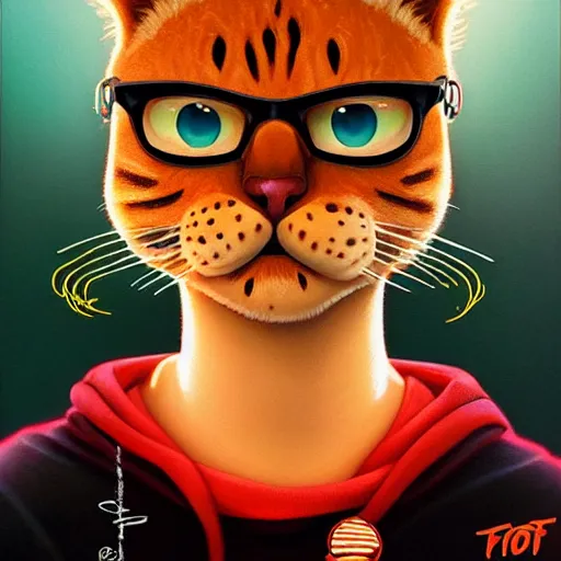 Image similar to lofi garfield portrait, Pixar style, by Tristan Eaton Stanley Artgerm and Tom Bagshaw.