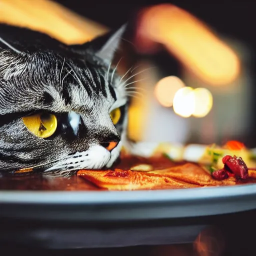 Image similar to michelin star food photography of a cooked cats head