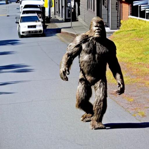 Image similar to bigfoot walking down the street in downtown Bremerton Washington