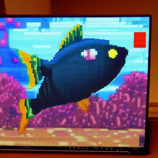 Image similar to pixel fish for video game