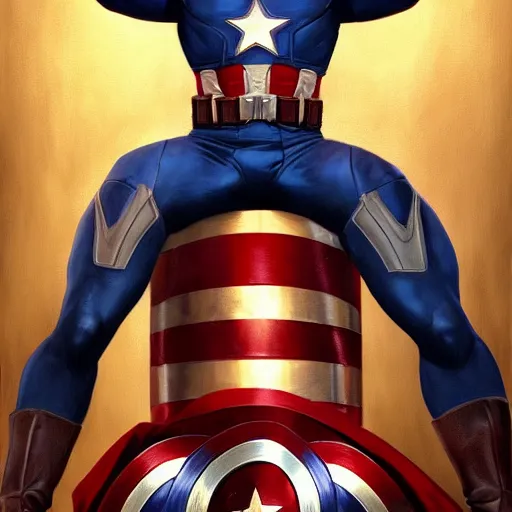 Image similar to full body concept art of Clint eastwood as Captain america, oil on canvas, in the style of J.C. Leyendecker, Ross Tran and WLOP, 4k
