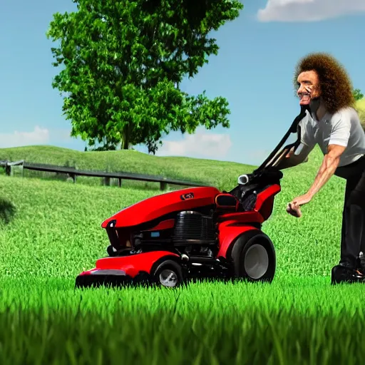 Image similar to kenny g riding a lawnmower playing the saxophone, epic, cinematic, realism, ultra detailed, 8 k