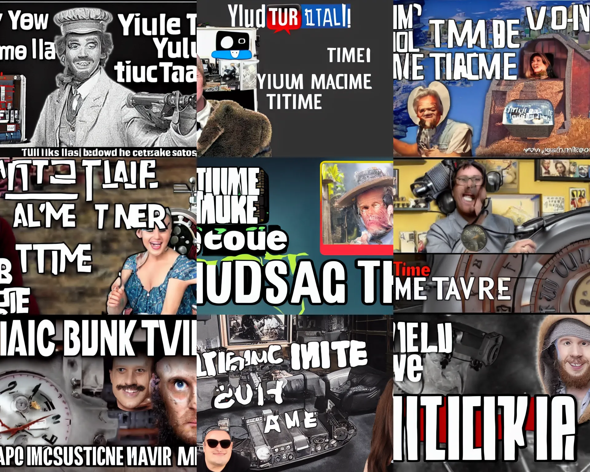 Prompt: clickbait thumbnail of a youtube video about a time machine