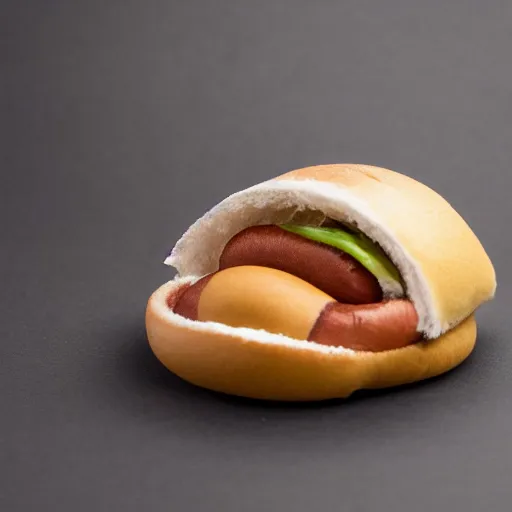 Image similar to photograph of a hamster in a hot dog bun, studio lighting
