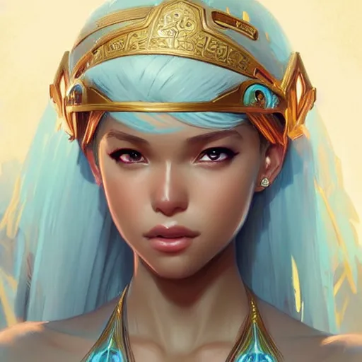 Image similar to Princess Kida Nedakh, fantasy, intricate, elegant, highly detailed, digital painting, artstation, concept art, matte, sharp focus, illustration, art by Artgerm and Greg Rutkowski and Alphonse Mucha