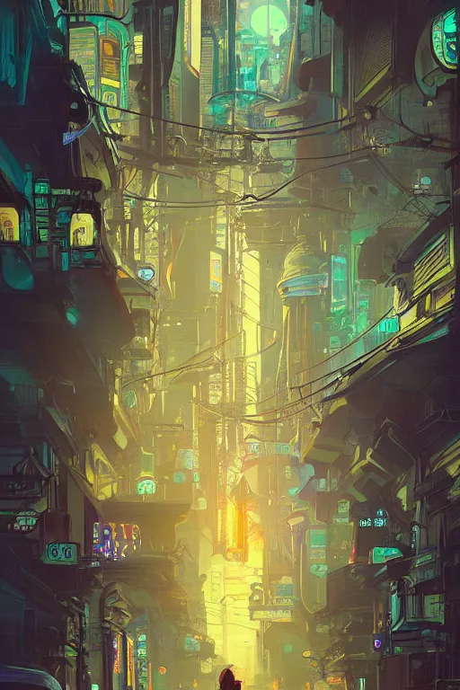 Prompt: futuristic cyberpunk, streets of calcutta , tram, sci-fi, fantasy, intricate, very very beautiful, elegant, neon light, highly detailed, digital painting, artstation, concept art, smooth, sharp focus, illustration, art by alphonse mucha and tian zi and WLOP