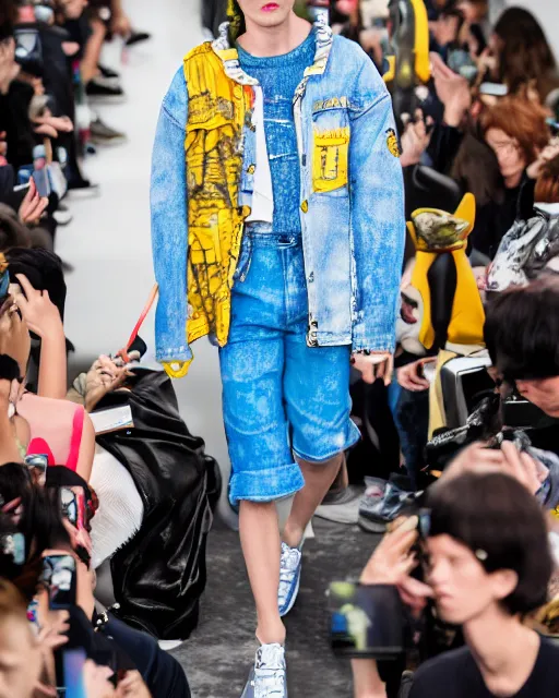 Prompt: hyperrealistic and heavy detailed balenciaga runway show of bart simpson , Leica SL2 50mm, vivid color, high quality, high textured