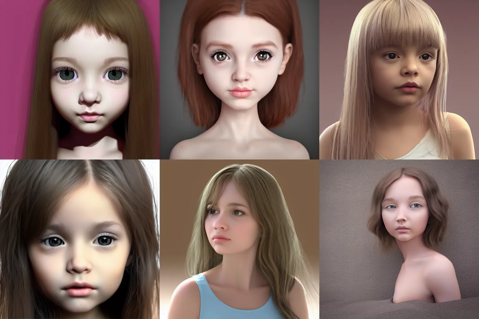 Prompt: girl portrait in cute realistic 3d visualisation style