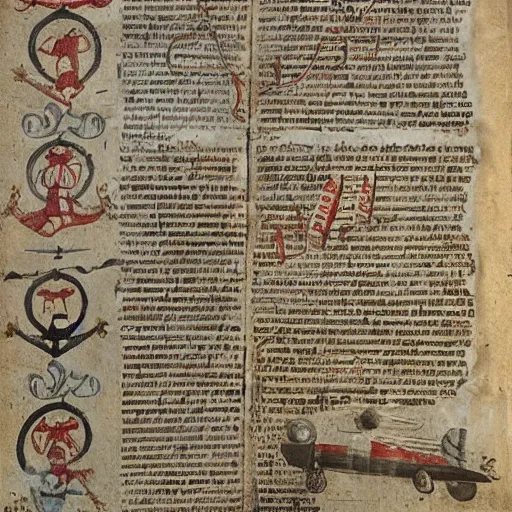 Image similar to ancient greek manuscript with pictures of airplanes