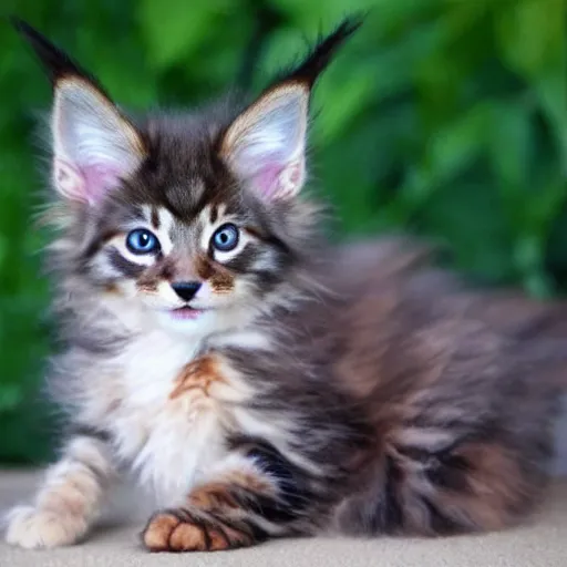 Image similar to a super cute maine coon coyote kitten