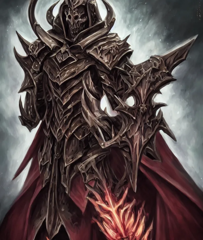 Prompt: overlord anime ainz ooal gown wears daedric armor and casts the ultimate spell, oil painting!!!, runes, overlord!!!, magic, dark, gloomy, portrait, character portrait, concept art, symmetrical, 4 k, macro detail, realistic shadows, bloom, cosplay, anime, dviant art