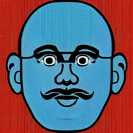 Image similar to Philosophical abstract art! Profile picture. Digital art. 8k resolution. Man made out of hyperbolic functions! Bald with beard.