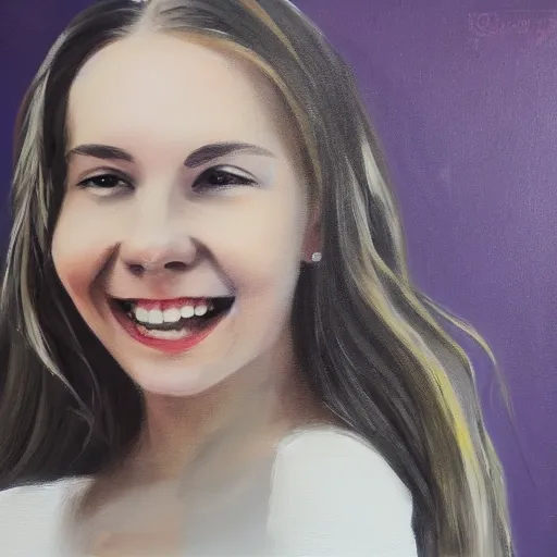 Prompt: woman from scandinavia, 2 0, years old, smiling and looking directly, portrait painting, white background, art