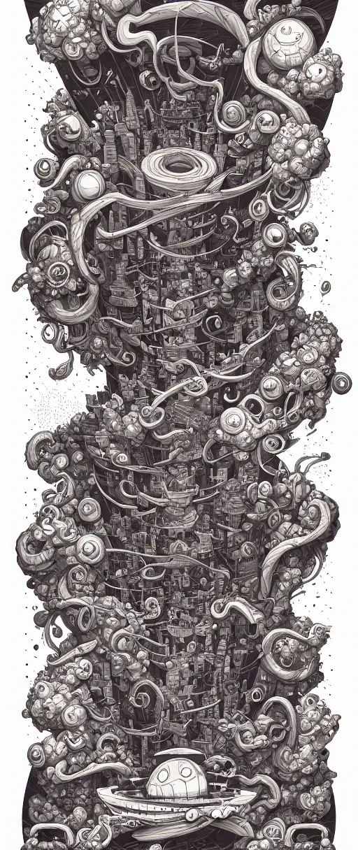 Prompt: burdly twisted turn of fate abstraction, centered award winning ink pen illustration, isometric abstract illustration by dan mumford, edited by craola, technical drawing by beeple and tooth wu, tiny details by artgerm and watercolor girl, symmetrically isometrically centered
