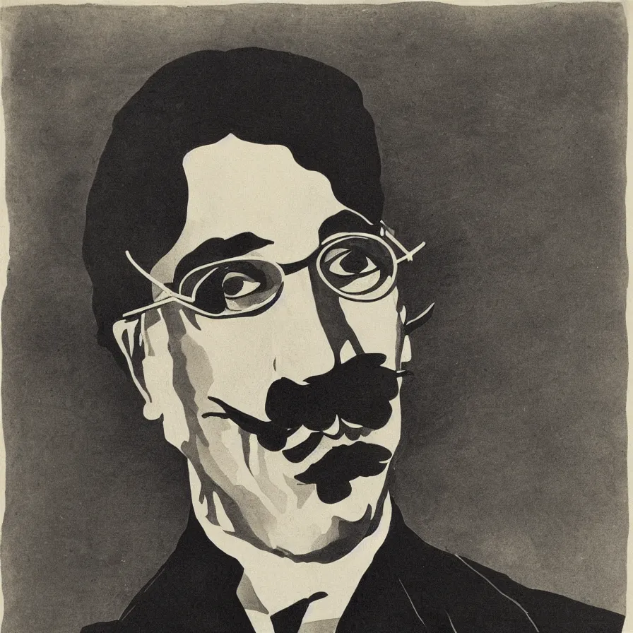 Image similar to art nouveau portrait of groucho marx