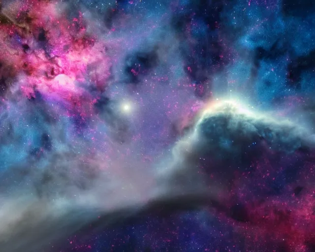 Image similar to starship in front of a nebula made of collapsing gas clouds and frozen young stars by eddie jones, eric barone in the style of pixelart, ultra realistic, smooth shadows, ultra detail, high resolution, cinematic, unreal 6, 8 k 3 d