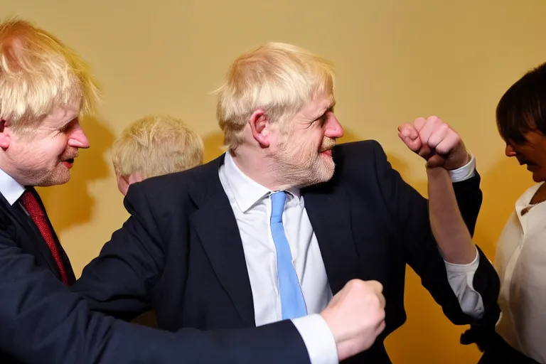 Image similar to jeremy corbyn punches boris johnson