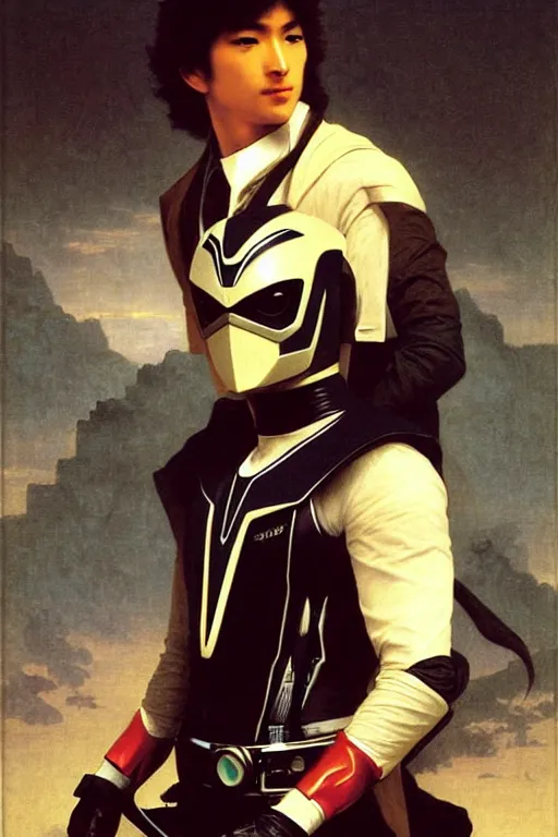 Prompt: portrait of a kamen rider rx, majestic, solemn, by bouguereau