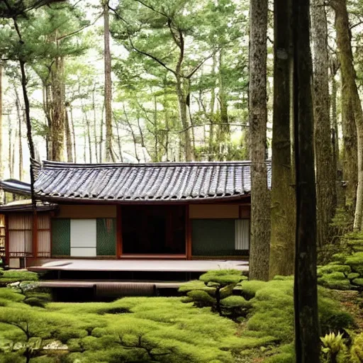 Image similar to very beautiful japanese house in the forest