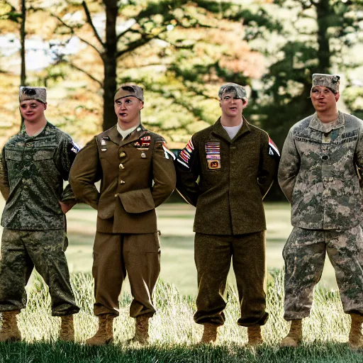 Image similar to a group of fox animals dressed in modern american military soldier uniforms, foxes animals, 8 5 mm f / 1. 4