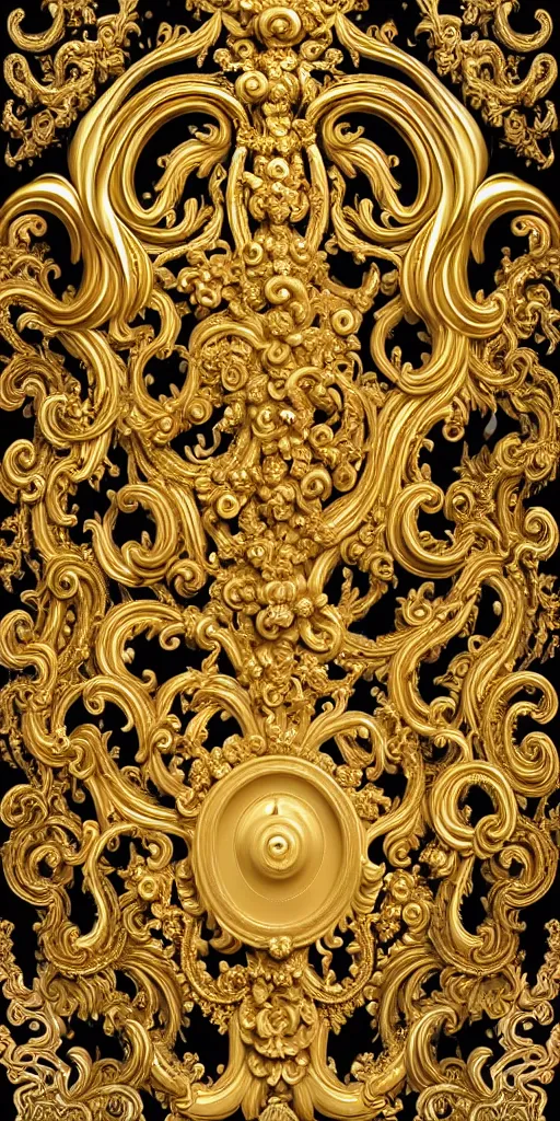 Image similar to the source of future growth dramatic, elaborate emotive Golden Baroque and Rococo styles to emphasise beauty as a transcendental, seamless pattern, symmetrical, large motifs, bvlgari jewelry, rainbow liquid splashing and flowing, Palace of Versailles, 8k image, supersharp, spirals and swirls in rococo style, medallions, iridescent black and rainbow colors with gold accents, perfect symmetry, High Definition, sci-fi, Octane render in Maya and Houdini, light, shadows, reflections, photorealistic, masterpiece, smooth gradients, high contrast, 3D, no blur, sharp focus, photorealistic, insanely detailed and intricate, cinematic lighting, Octane render, epic scene, 8K