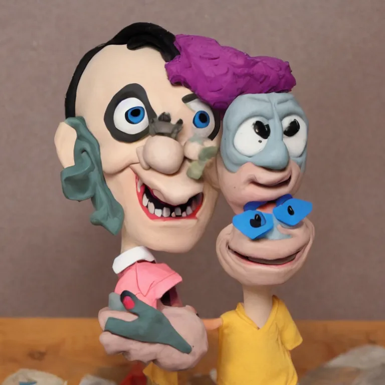 Image similar to claymation character devin montes smiling cartoon head