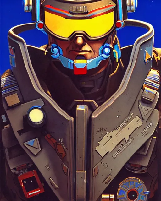 Image similar to soldier 7 6 from overwatch, character portrait, portrait, close up, concept art, intricate details, highly detailed, vintage sci - fi poster, retro future, in the style of chris foss, rodger dean, moebius, michael whelan, and gustave dore