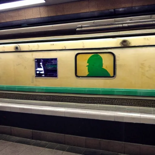Prompt: toonami tom vandalizing subway