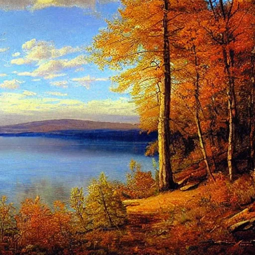 Image similar to Lake Superior in Autumn, landscape, beautiful artwork by ivan shishkin