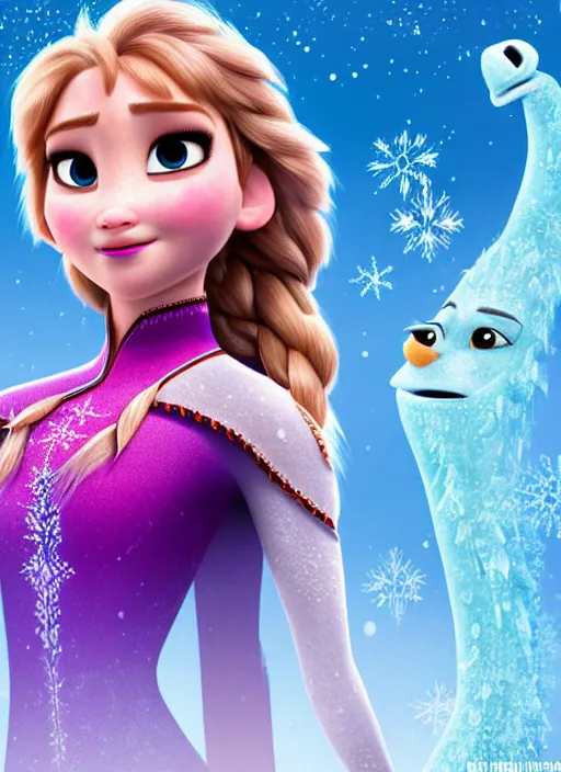 Image similar to Jennifer Lawrence in Frozen Movie, High quality illustration, trending on artstation, octane render, 4k, Pixar rendering,